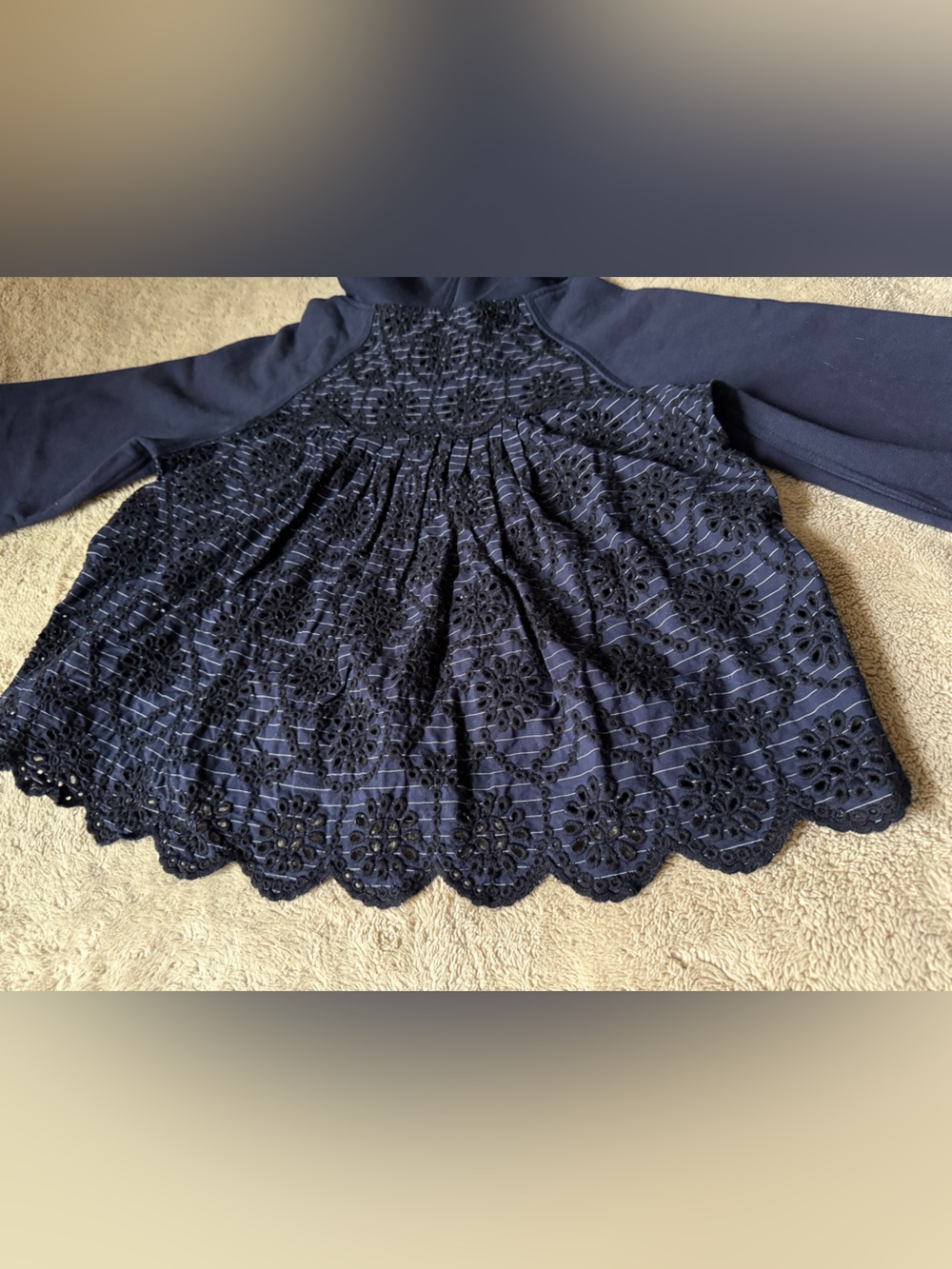 Sea New York Navy Blue Eyelet Lace Hoodie